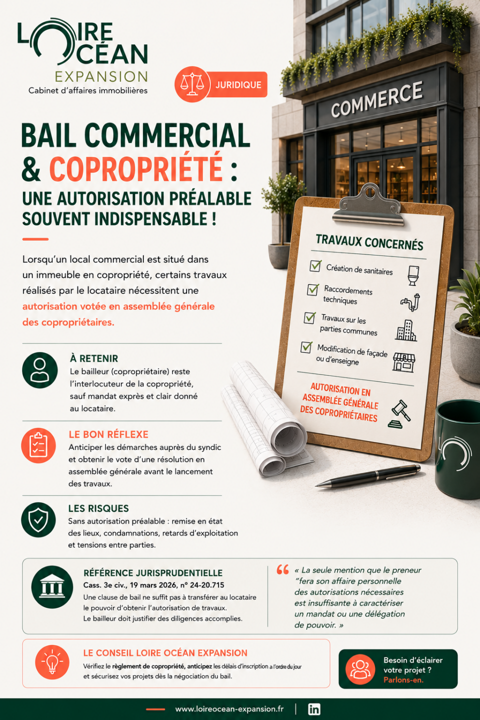 Bail commercial et copropriété – autorisation de travaux en assemblée générale
